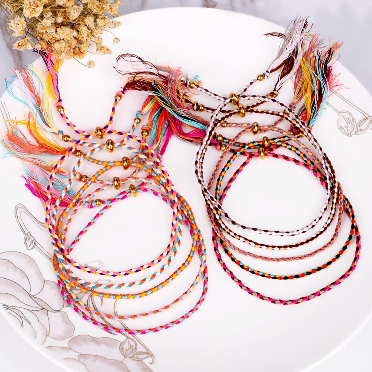 yfstyle 12Pcs Summer Beach Surfer Wave Bracelets Adjustable Handmade Waterproof Braided String Beaded Anklets Starfish Turtle Infinity Ankle Bracelet for Women Girls Boho Jewelry for Summer-B - Image 5